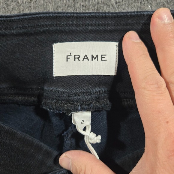 FRAME The Jetset Crop Mini Boot Black Kick‎ Boot Jeans Sz 2 30x26 - Picture 3 of 10